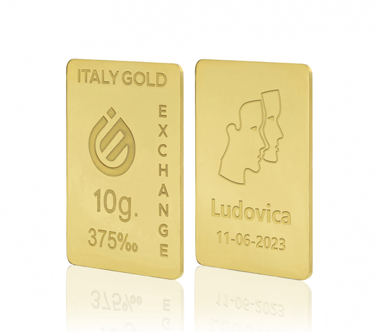 Lingote de Oro signo del zodiaco Géminis 9 Kt de 10 g. IGE GOLD